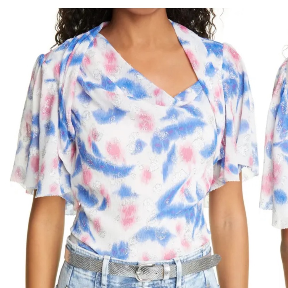 ISABEL MARANT Nama Metallic Silk Blend Top